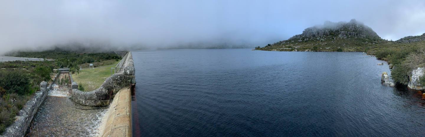Hely-Hutchinson Dam on Table Mountain under cloud — up close, fear seems more rational and justified