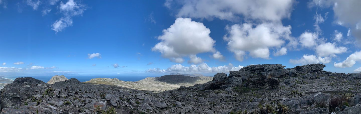 Fluffy clouds over Kalk Bay Mountain from St James Peak, Cape Town — phobia is like the shadow cast by a cloud: when the cloud passes, the shadow disappears